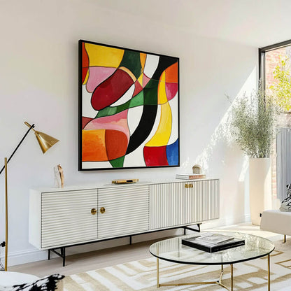 Mid-Century Modern Abstract Painting - Color Block Textured Wall Art#AA 069
