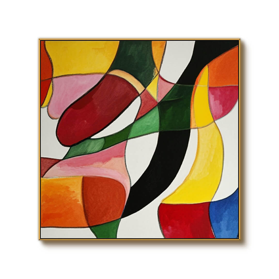 Mid-Century Modern Abstract Painting - Color Block Textured Wall Art#AA 069