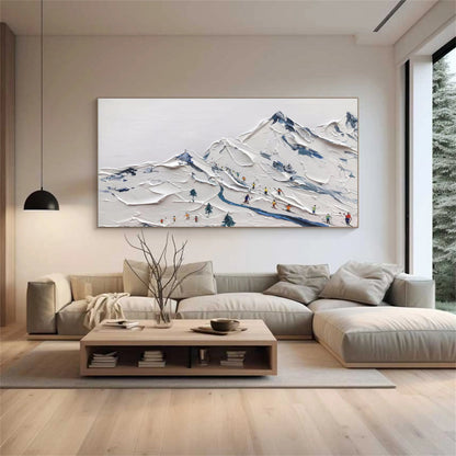 Original Textured Ski Painting - Large Mountain Landscape Wall Art 3D Hand-Painted Sports Canvas #ZZ129