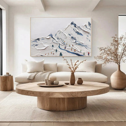 Original Textured Ski Painting - Large Mountain Landscape Wall Art 3D Hand-Painted Sports Canvas #ZZ129