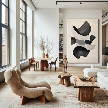 Modern Black and White Abstract Art | Minimalist Wall Decor #AA 034