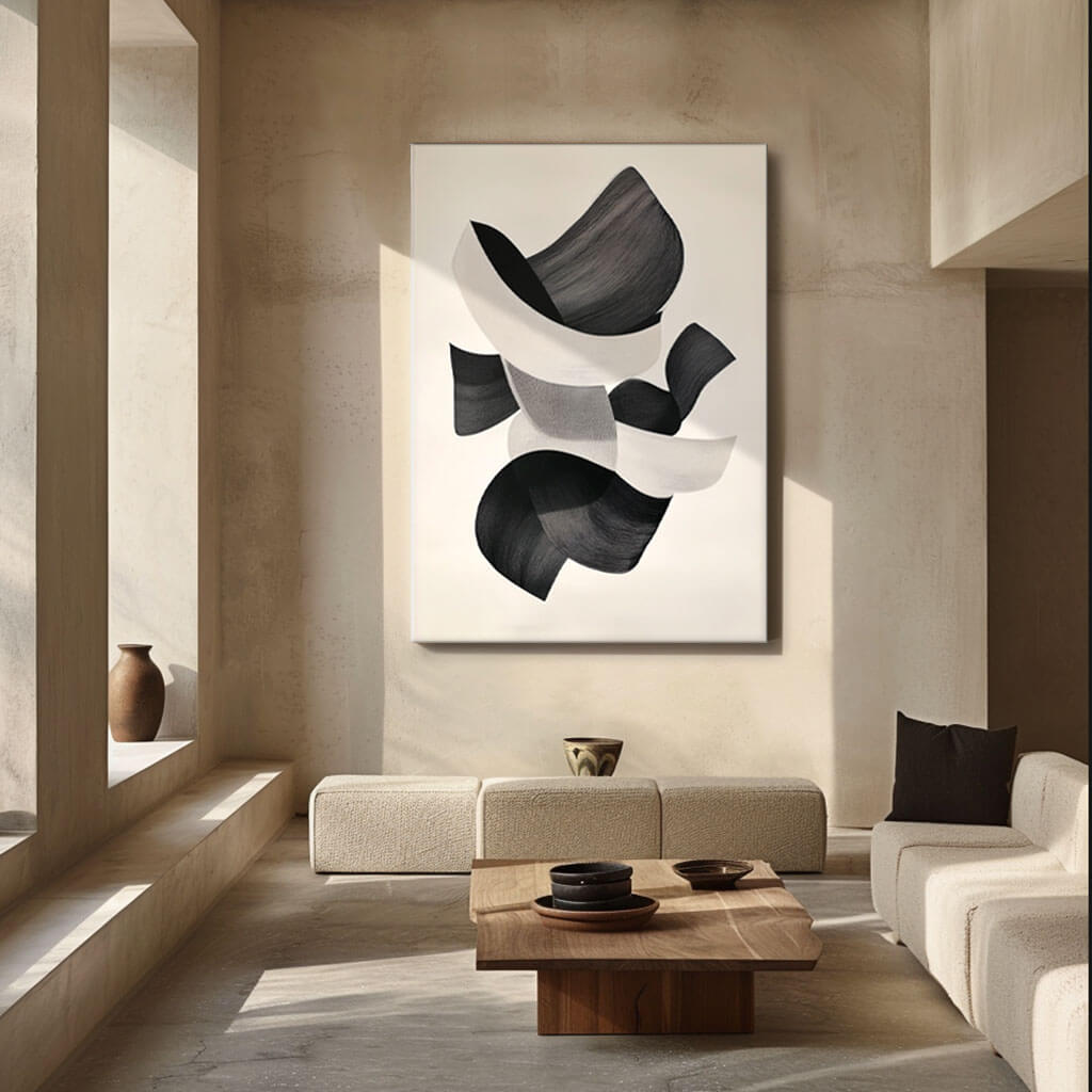 Modern Black and White Abstract Art | Minimalist Wall Decor #AA 034