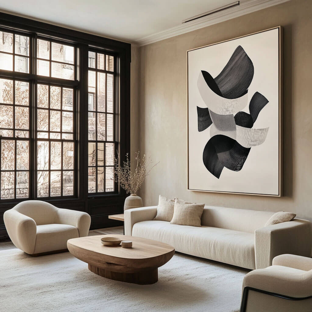 Modern Black and White Abstract Art | Minimalist Wall Decor #AA 034