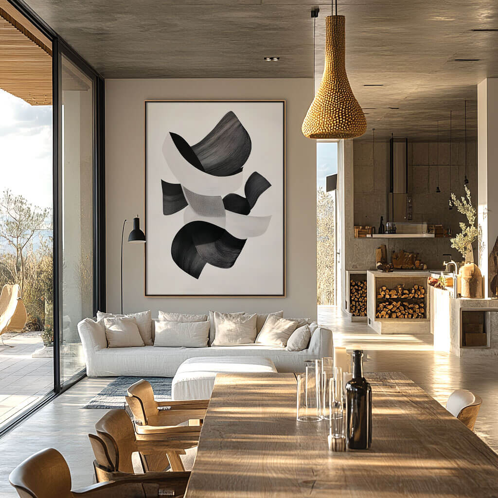 Modern Black and White Abstract Art | Minimalist Wall Decor #AA 034
