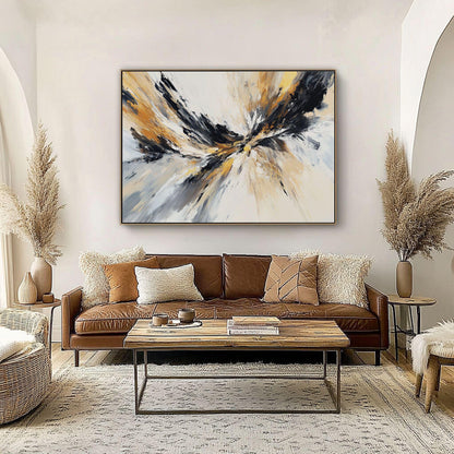 Black Gold and White Abstract Painting - Textured Modern Wall Art#AA 070