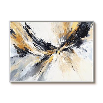 Black Gold and White Abstract Painting - Textured Modern Wall Art#AA 070