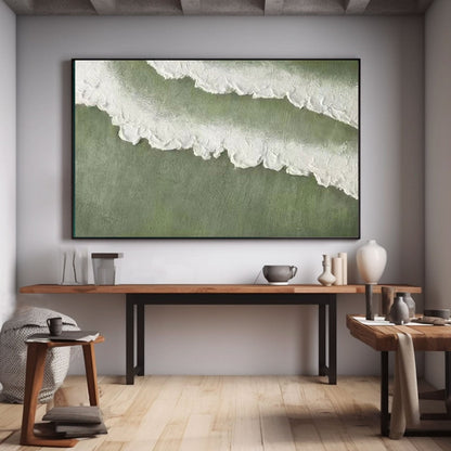 Large Green Abstract Wall Art | Modern Ocean Wave Canvas Art #TC 233