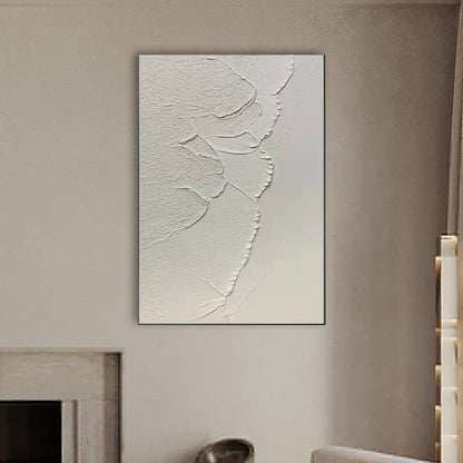 Minimalist White Textured Wall Art | Modern Neutral Canvas Art#TC 234