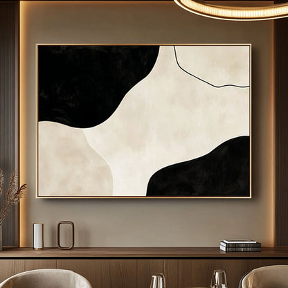 Japandi Style Wall Art | Minimalist Black & Beige Painting#AA 038