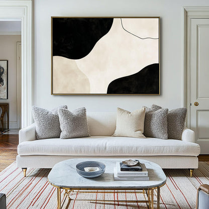 Japandi Style Wall Art | Minimalist Black & Beige Painting#AA 038