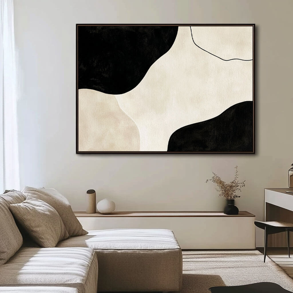 Minimalist Black and Beige Abstract Art | Modern Wall Decor