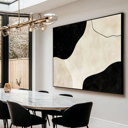 Japandi Style Wall Art | Minimalist Black & Beige Painting#AA 038