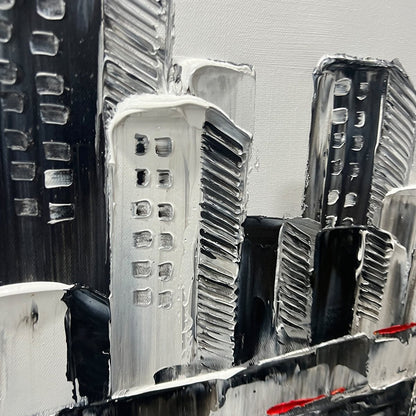 Black and White Cityscape Painting - Modern Urban Landscape Wall Art#ZZ 256