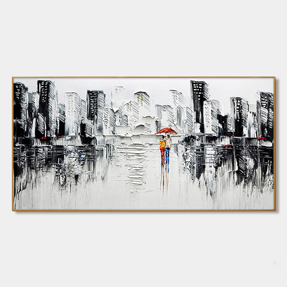 Black and White Cityscape Painting - Modern Urban Landscape Wall Art#ZZ 256