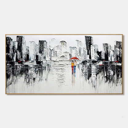 Black and White Cityscape Painting - Modern Urban Landscape Wall Art#ZZ 256