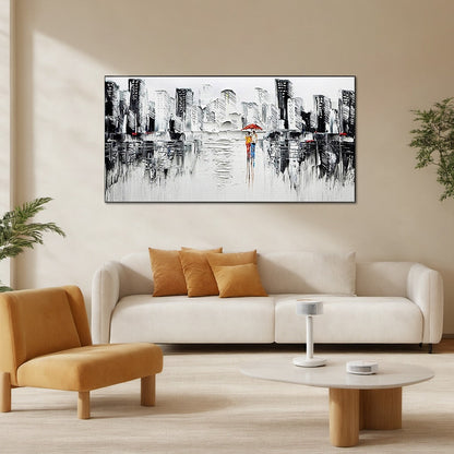 Black and White Cityscape Painting - Modern Urban Landscape Wall Art#ZZ 256