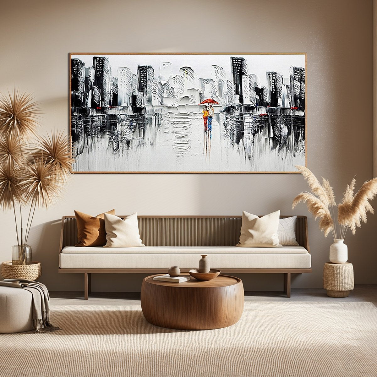 Black and White Cityscape Painting - Modern Urban Landscape Wall Art#ZZ 256