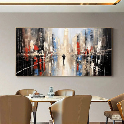 Abstract Cityscape Painting - Modern Urban Skyline Wall Art #ZZ 255