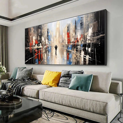 Abstract Cityscape Painting - Modern Urban Skyline Wall Art #ZZ 255