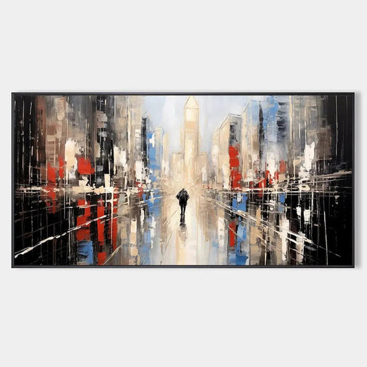 Abstract Cityscape Painting - Modern Urban Skyline Wall Art #ZZ 255