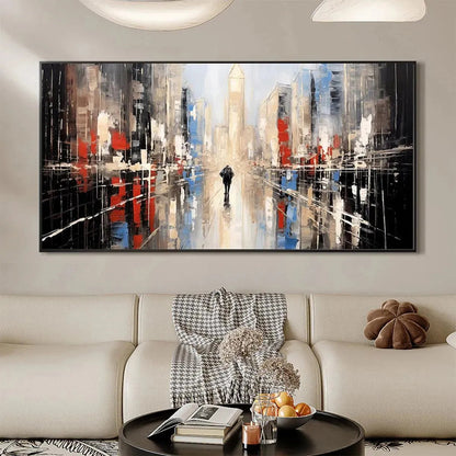 Abstract Cityscape Painting - Modern Urban Skyline Wall Art #ZZ 255