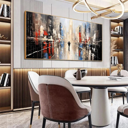 Abstract Cityscape Painting - Modern Urban Skyline Wall Art #ZZ 255