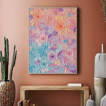 Dreamy Pastel Flower Painting | Whimsical 3D Floral Wall Art#AA 037