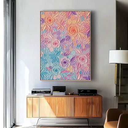 Dreamy Pastel Flower Painting | Whimsical 3D Floral Wall Art#AA 037