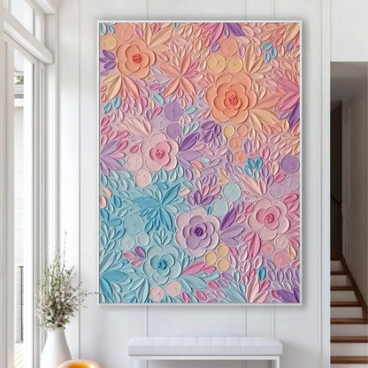 Dreamy Pastel Flower Painting | Whimsical 3D Floral Wall Art#AA 037
