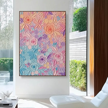 Dreamy Pastel Flower Painting | Whimsical 3D Floral Wall Art#AA 037