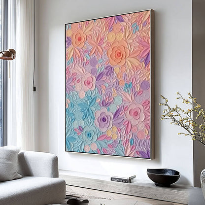 Dreamy Pastel Flower Painting | Whimsical 3D Floral Wall Art#AA 037