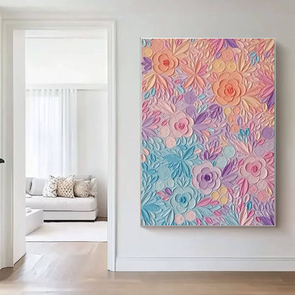 Dreamy Pastel Flower Painting | Whimsical 3D Floral Wall Art#AA 037