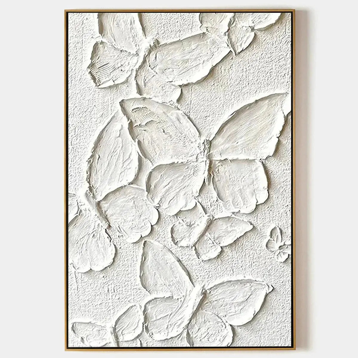 Large White Butterfly Textured Wall Art - 3D Minimalist Canvas Painting #ZZ 239