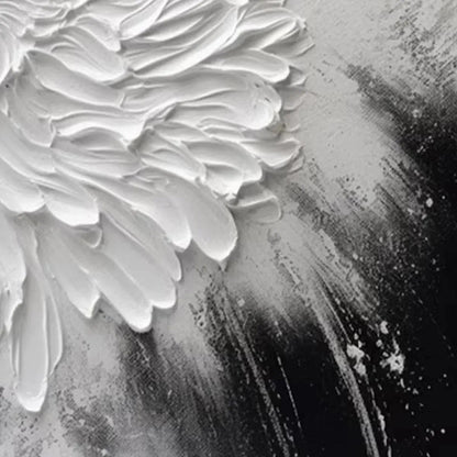 Large Black and White Floral Wall Art | Impasto Canvas Decor#ZZ 237