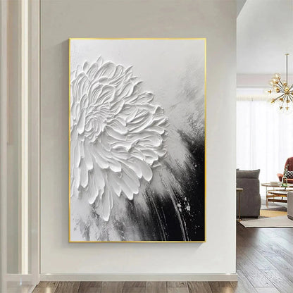 Modern Abstract Flower Art, Gold Framed Canvas