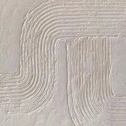 Set of 2 large hand-painted white textured 3D abstract diptych oil paintings