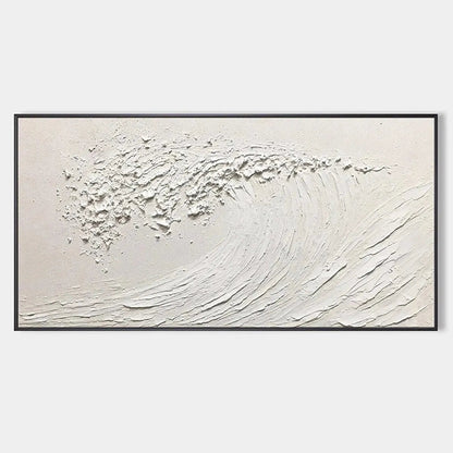 Minimalist White Ocean Wave Painting - Textured Seascape Wall Art #ZZ 254