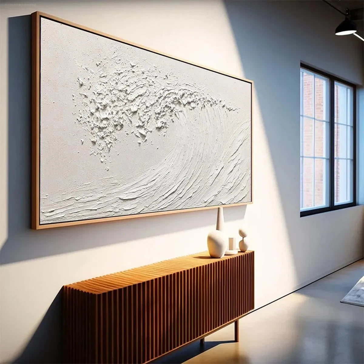 Minimalist White Ocean Wave Painting - Textured Seascape Wall Art #ZZ 254