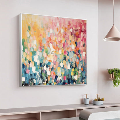 Modern Abstract Confetti Painting - Large Colorful Hand-Painted Playful Wall Art on Canvas #AA179