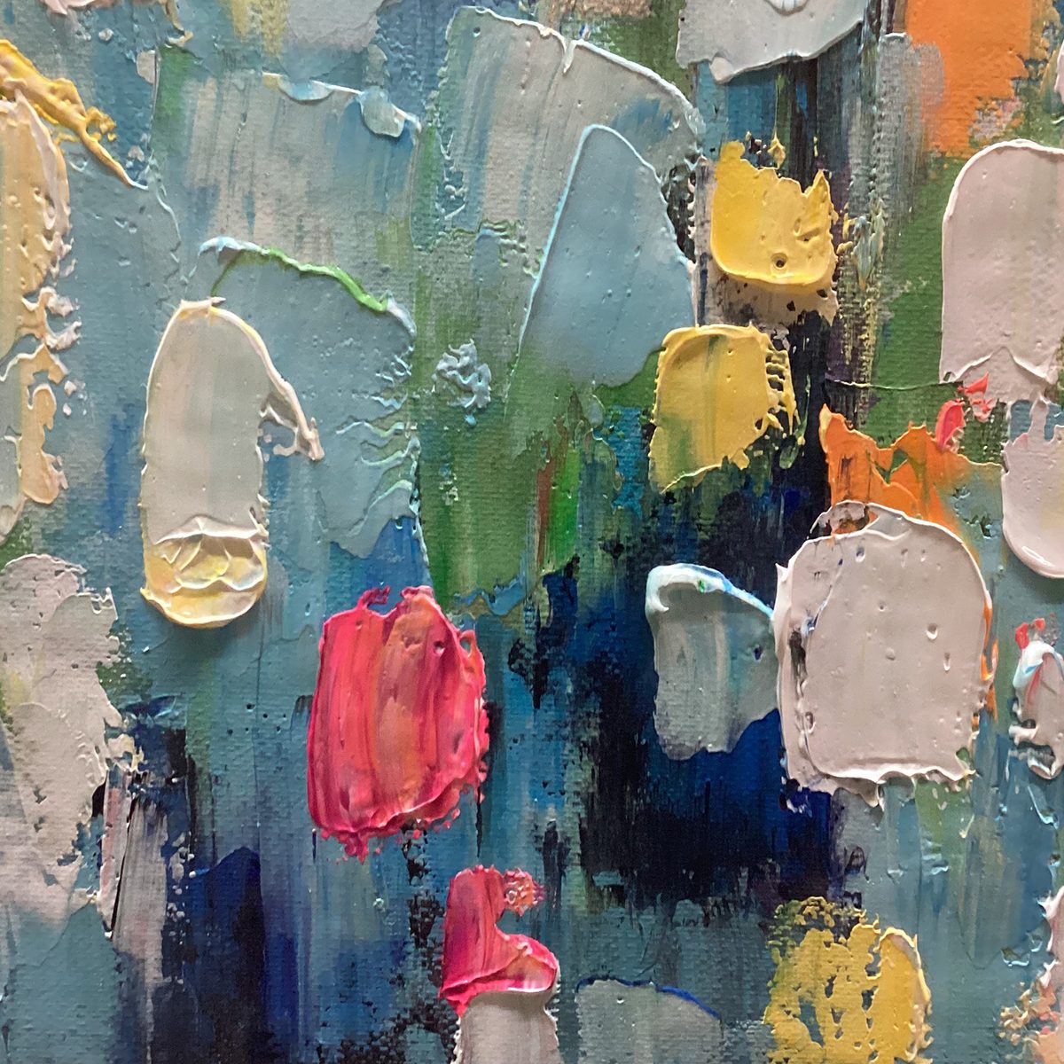 Modern Abstract Confetti Painting - Large Colorful Hand-Painted Playful Wall Art on Canvas #AA179