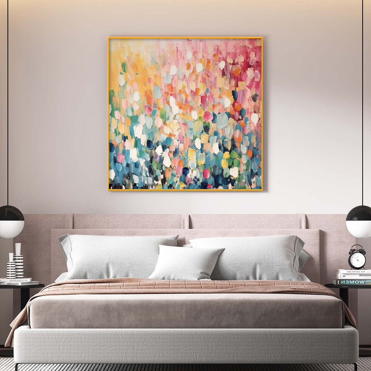 Modern Abstract Confetti Painting - Large Colorful Hand-Painted Playful Wall Art on Canvas #AA179