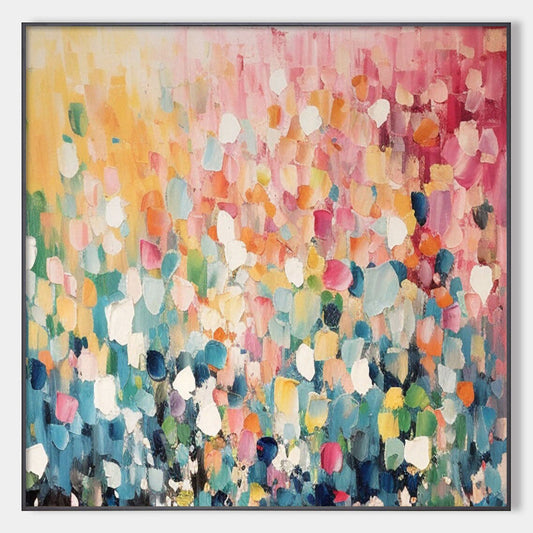 Modern Abstract Confetti Painting - Large Colorful Hand-Painted Playful Wall Art on Canvas #AA179