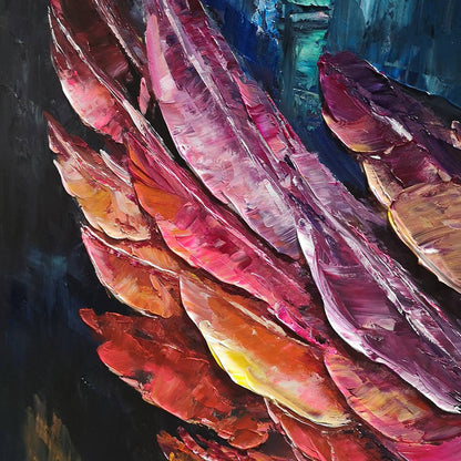 Large colorful angel wings hand-painted vibrant abstract oil painting on canvas #AA181