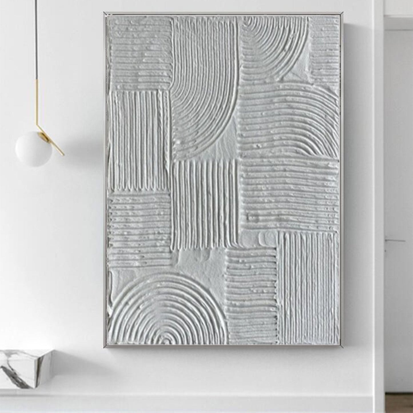 Modern White Wabi-Sabi Wall Art | Abstract Canvas Painting #TC 235