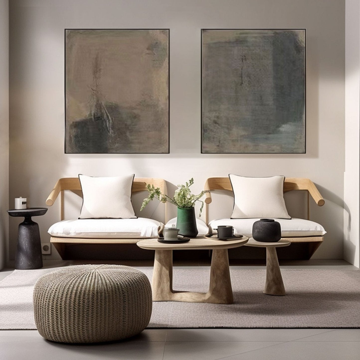 Serene Wabi-Sabi Wall Art | Hand-Painted Canvas Oil Painting #TC 236