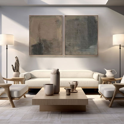 Serene Wabi-Sabi Wall Art | Hand-Painted Canvas Oil Painting #TC 236