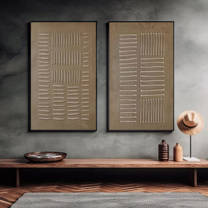 Wabi-Sabi Textured Wall Art | Neutral Abstract Painting Set of 2 #TC 237