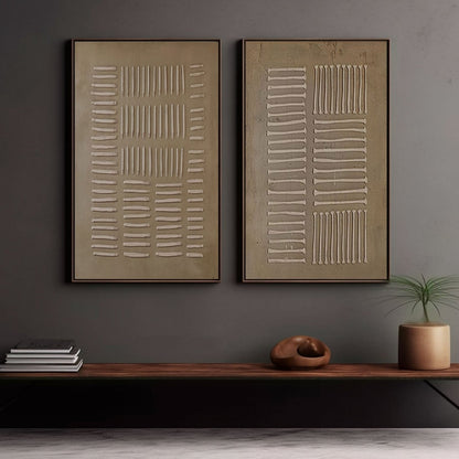 Wabi-Sabi Textured Wall Art | Neutral Abstract Painting Set of 2 #TC 237