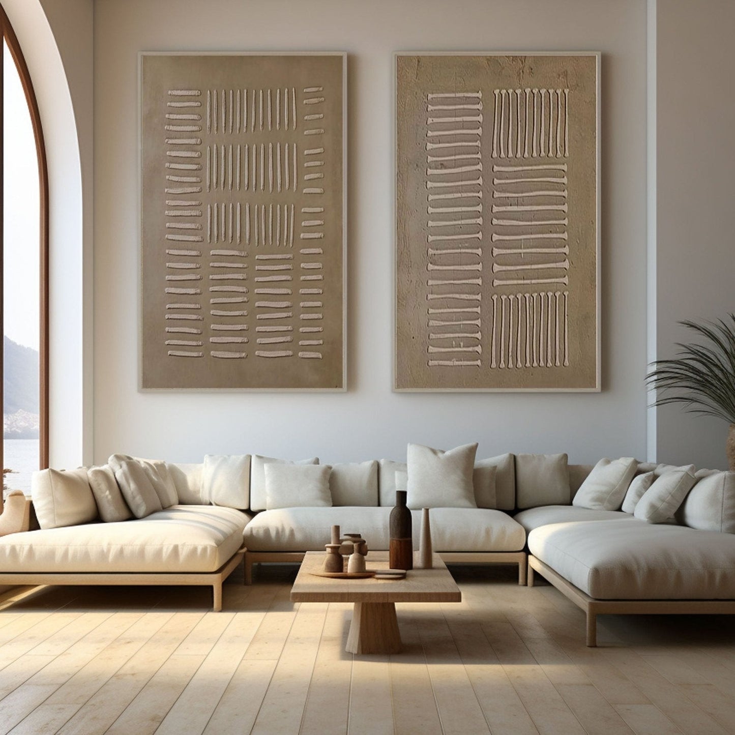 Wabi-Sabi Textured Wall Art | Neutral Abstract Painting Set of 2 #TC 237
