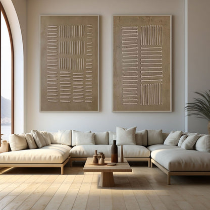 Wabi-Sabi Textured Wall Art | Neutral Abstract Painting Set of 2 #TC 237